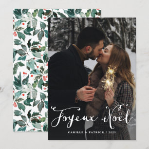 Cartes Pour Fêtes Annuelles Joyeux Noël Cursive Lettres Photo de Noël