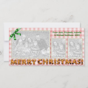 Cartes Pour Fêtes Annuelles Joyeux Noël Cute Cookies Plaid Nappe Rouge