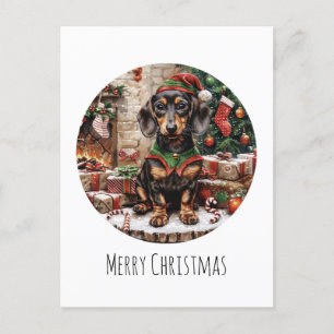 Cartes Pour Fêtes Annuelles Joyeux Noël Dachshund Chiens Elf