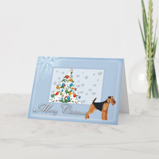 Cartes Pour Fêtes Annuelles Joyeux Noël d'Airedale Terrier (Devant)