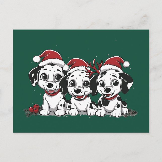 Cartes Pour Fêtes Annuelles Joyeux Noël Dalmatiens (Devant)