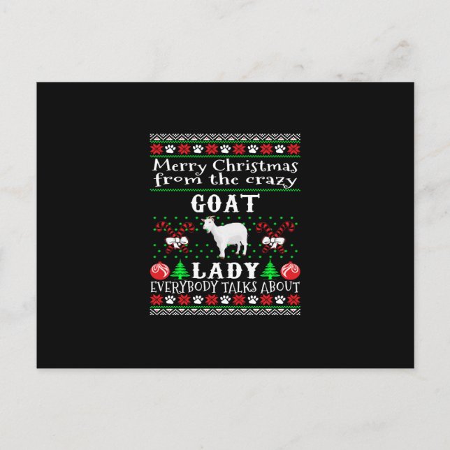Cartes Pour Fêtes Annuelles Joyeux Noël Dame Chèvre Pull Ugly Manches Longues (Devant)