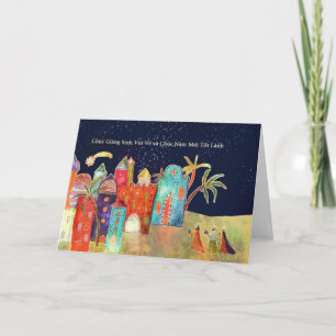 Cartes Pour Fêtes Annuelles Joyeux Noël dans le Vietnamien, la nativité et les