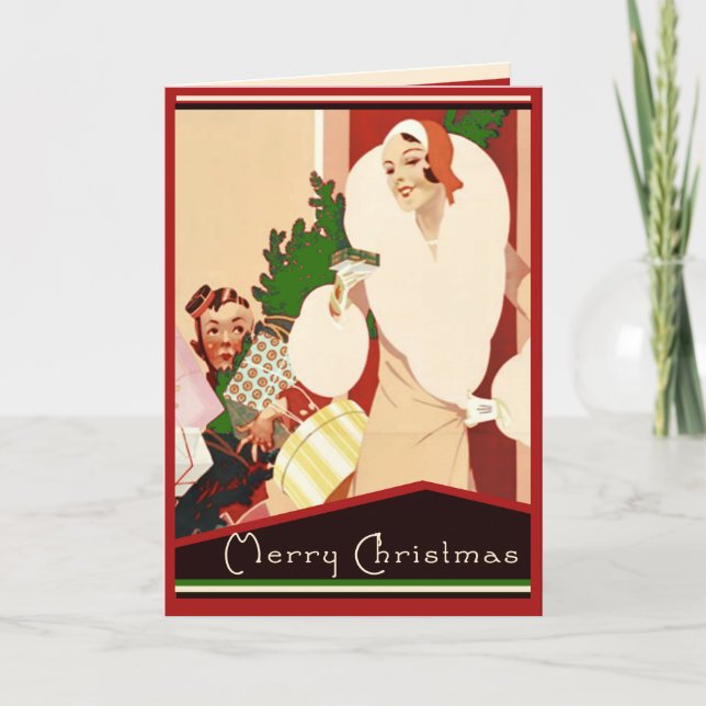 Cartes Pour Fêtes Annuelles Joyeux Noël d'art déco fabuleux fascinant (Devant)
