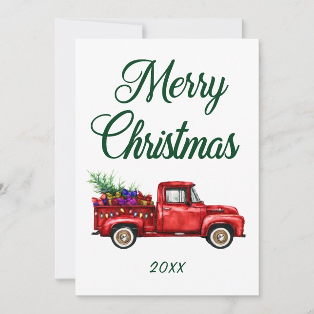 Cartes Pour Fêtes Annuelles Joyeux Noël Date Classique Camion Rouge Cadeaux (Devant)