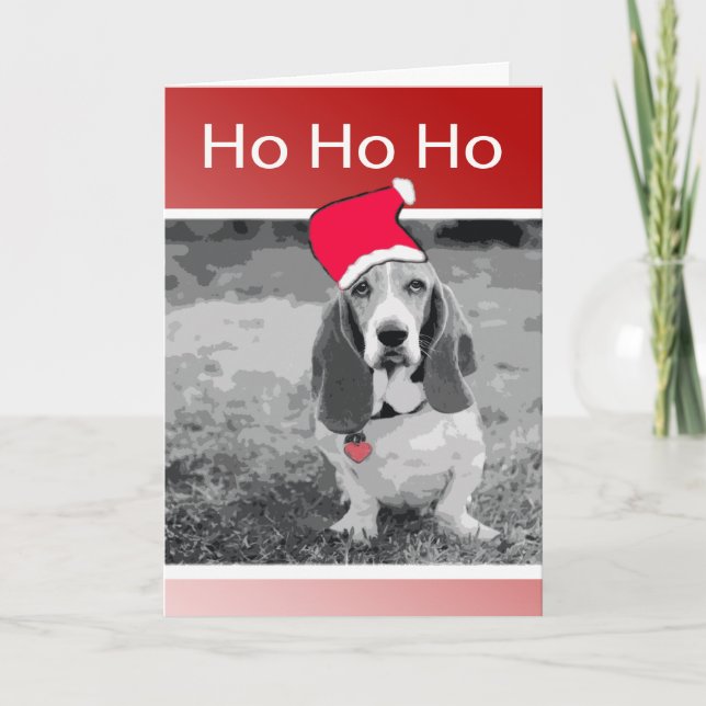 Cartes Pour Fêtes Annuelles Joyeux Noël de Basset Hound (Devant)