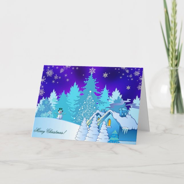 Cartes Pour Fêtes Annuelles Joyeux Noël de bonhomme de neige (Devant)