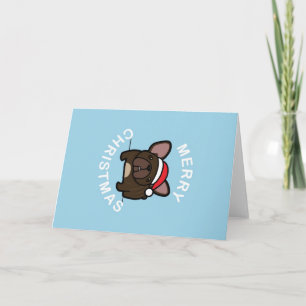 Cartes Pour Fêtes Annuelles Joyeux Noël de Brindle Père Noël Frenchie - Bleu