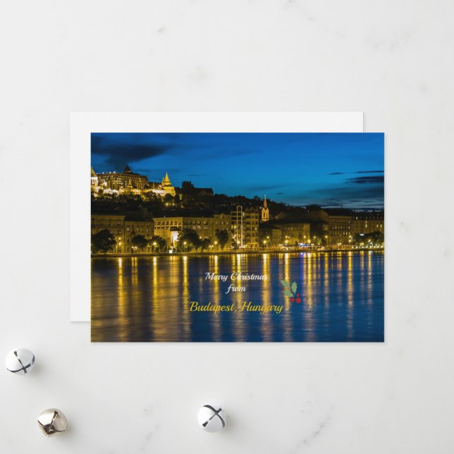 Cartes Pour Fêtes Annuelles Joyeux Noël de Budapest, Hongrie (Devant/Arrière en situation)