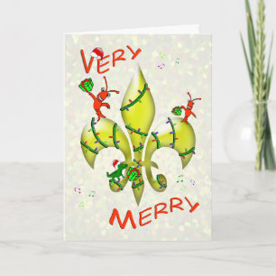 Cartes Pour Fêtes Annuelles Joyeux Noël de Cajun Crawfish Fleur de Lys Very