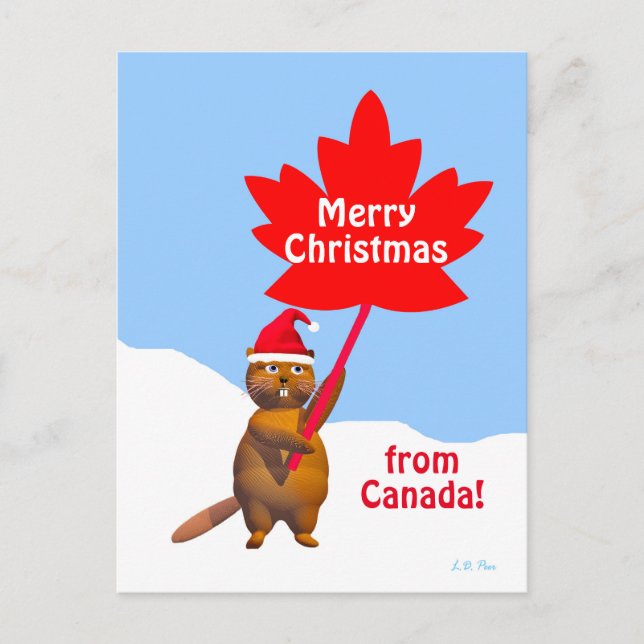 Cartes Pour Fêtes Annuelles Joyeux Noël de Canada Beaver (Devant)