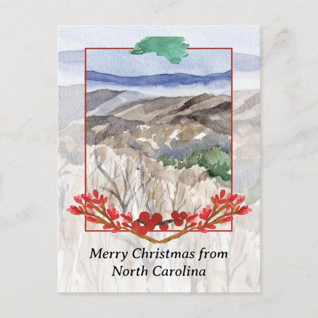 Cartes Pour Fêtes Annuelles Joyeux Noël de Caroline du Nord Blue Ridge (Devant)