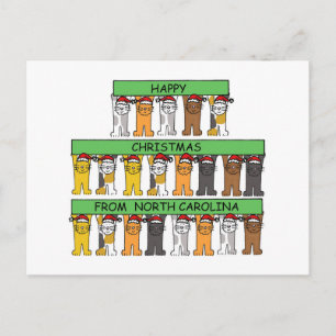 Cartes Pour Fêtes Annuelles Joyeux Noël de Caroline du Nord, Chats.