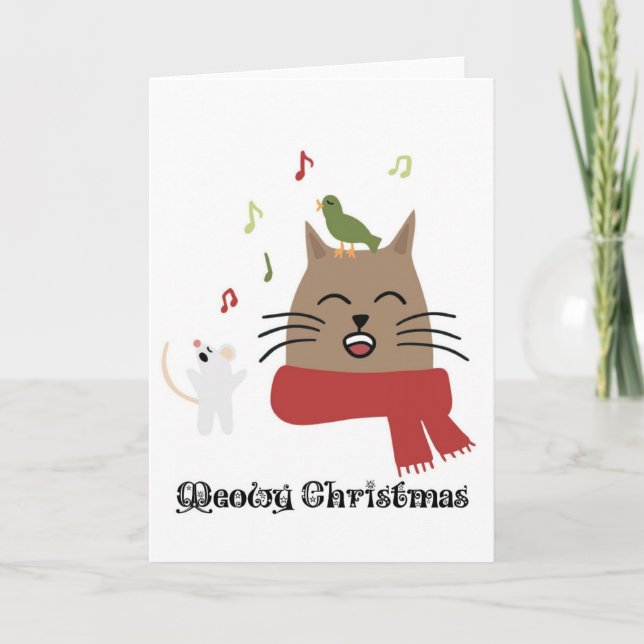 Cartes Pour Fêtes Annuelles Joyeux Noël de chat mignon (Devant)