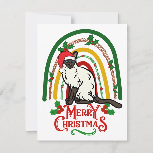 Cartes Pour Fêtes Annuelles Joyeux Noël de chat siamois (Devant)