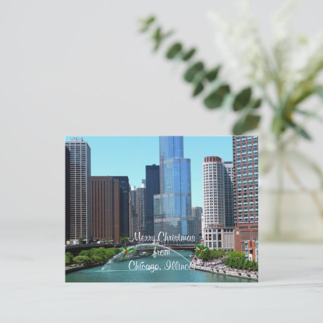Cartes Pour Fêtes Annuelles Joyeux Noël de Chicago Illinois (Debout devant)