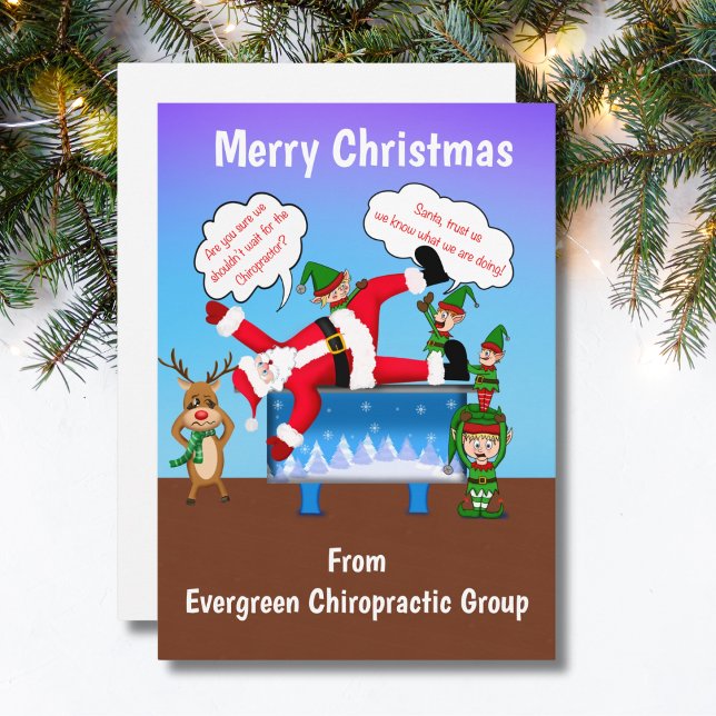 Cartes Pour Fêtes Annuelles Joyeux Noël de Chiropractor Office Père Noël (Créateur téléchargé)