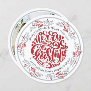 Cartes Pour Fêtes Annuelles Joyeux Noël de couronne Photo personnalisée