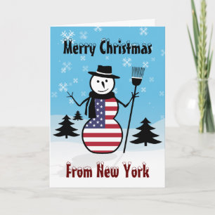 Cartes Pour Fêtes Annuelles Joyeux Noël de drapeau des USA de bonhomme de