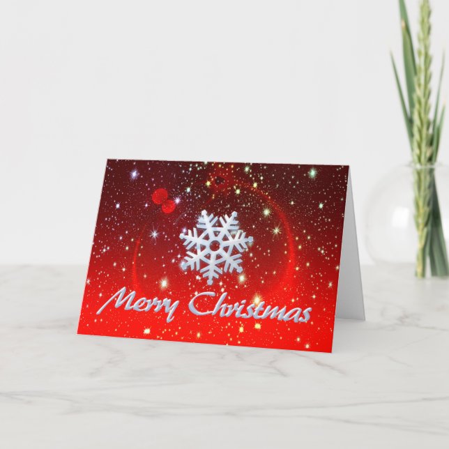 Cartes Pour Fêtes Annuelles Joyeux Noël de flocon de neige à cristal glacé (Devant)