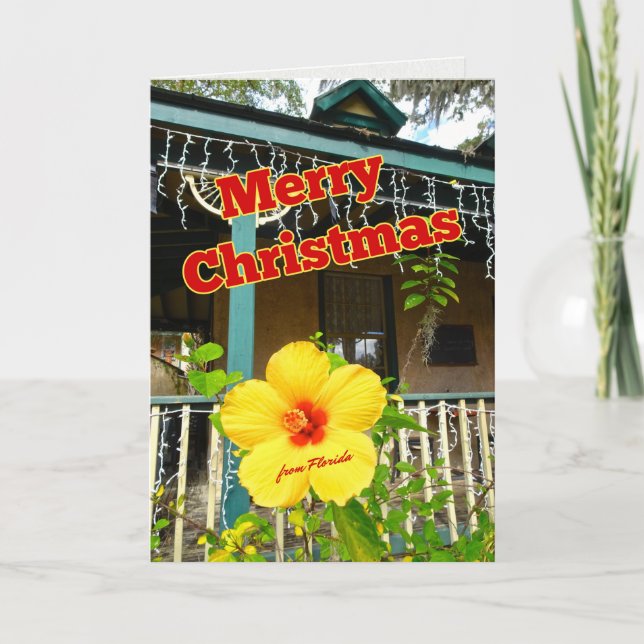 Cartes Pour Fêtes Annuelles Joyeux Noël de Floride Hibiscus tropical (Devant)