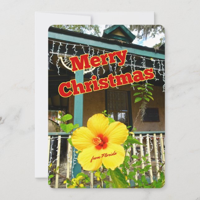 Cartes Pour Fêtes Annuelles Joyeux Noël de Floride Hibiscus tropical (Devant)