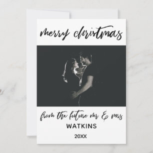Cartes Pour Fêtes Annuelles Joyeux Noël de futurs Mr et Mme, Photo BW