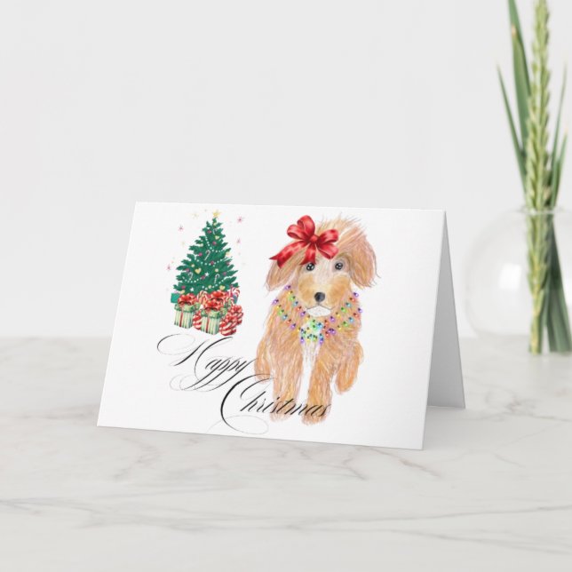 Cartes Pour Fêtes Annuelles Joyeux Noël de garde de chien  (Devant)