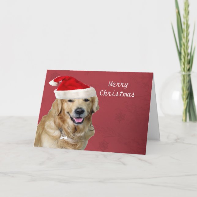 Cartes Pour Fêtes Annuelles Joyeux Noël de golden retriever (Devant)