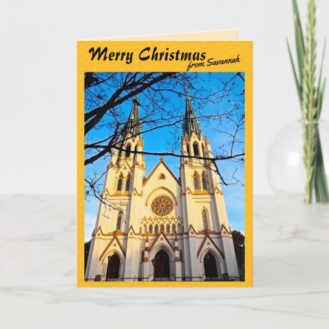 Cartes Pour Fêtes Annuelles Joyeux Noël de la cathédrale de Savannah St John (Devant)