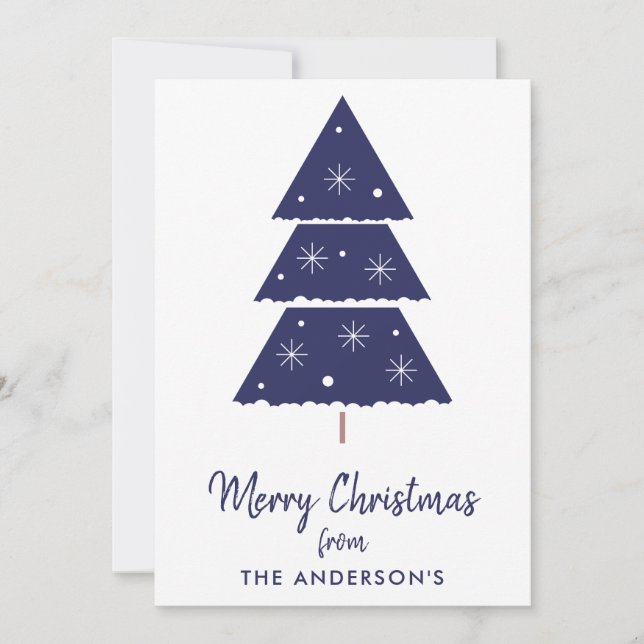 Cartes Pour Fêtes Annuelles Joyeux Noël de la Marine Arbre de Noël Snowflakes (Devant)