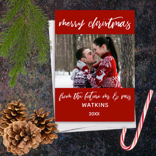 Cartes Pour Fêtes Annuelles Joyeux Noël de la part des futurs Mr & Mrs Photo R