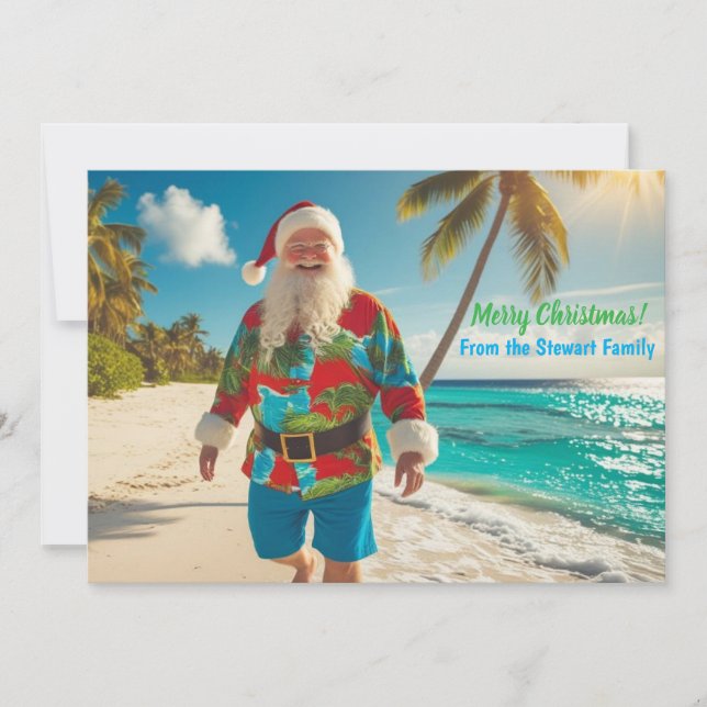 Cartes Pour Fêtes Annuelles Joyeux Noël de la plage (Devant)