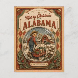 Cartes Pour Fêtes Annuelles Joyeux Noël de l'Alabama Vintage Boule à Neige