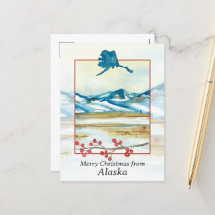 Cartes Pour Fêtes Annuelles Joyeux Noël de l'Alaska Tundra Winter Mountain
