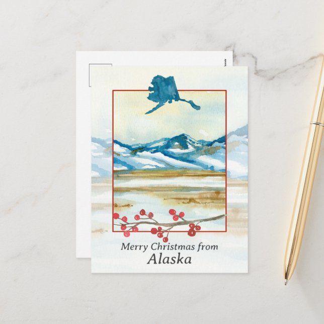 Cartes Pour Fêtes Annuelles Joyeux Noël de l'Alaska Tundra Winter Mountain (Devant/Arrière en situation)