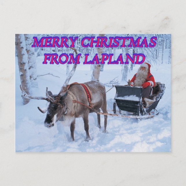 Cartes Pour Fêtes Annuelles Joyeux Noël de Laponie (Devant)