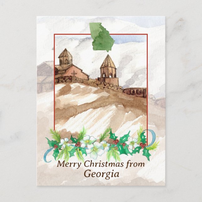 Cartes Pour Fêtes Annuelles Joyeux Noël de l'église Sainte-Trinité de Géorgie (Devant)