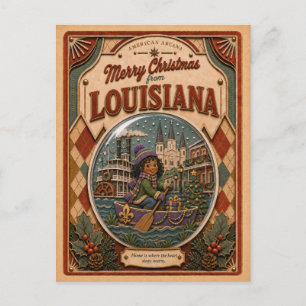 Cartes Pour Fêtes Annuelles Joyeux Noël de Louisiane Boule à neige vintage