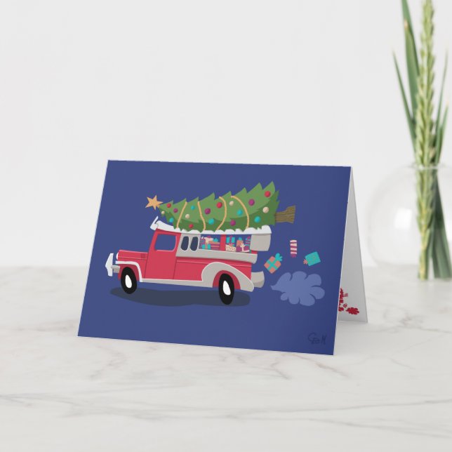 Cartes Pour Fêtes Annuelles Joyeux Noël de Manille - Jinglebell Jeepney (Devant)
