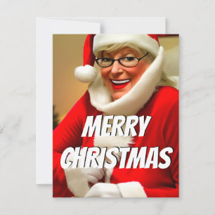Cartes Pour Fêtes Annuelles Joyeux Noël de Mme Santa Message mignon 