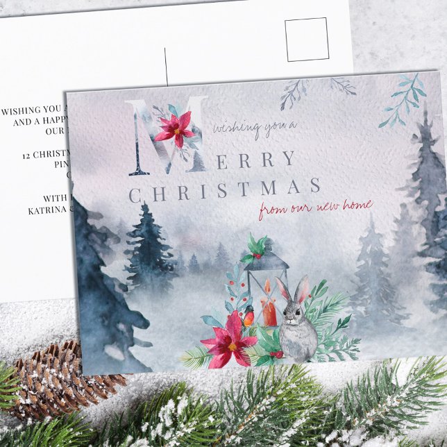 Cartes Pour Fêtes Annuelles Joyeux Noël de New Home Misty Winter Forest (Créateur téléchargé)
