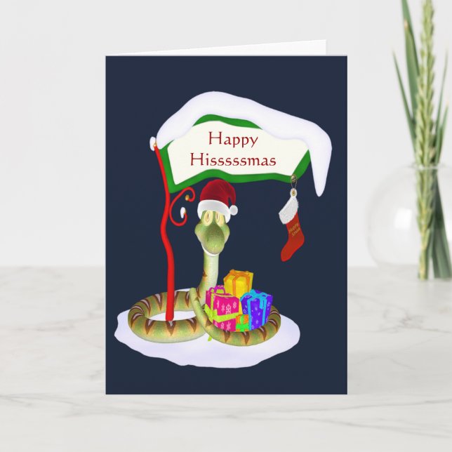 Cartes Pour Fêtes Annuelles Joyeux Noël de Noël de serpent drôle (Devant)