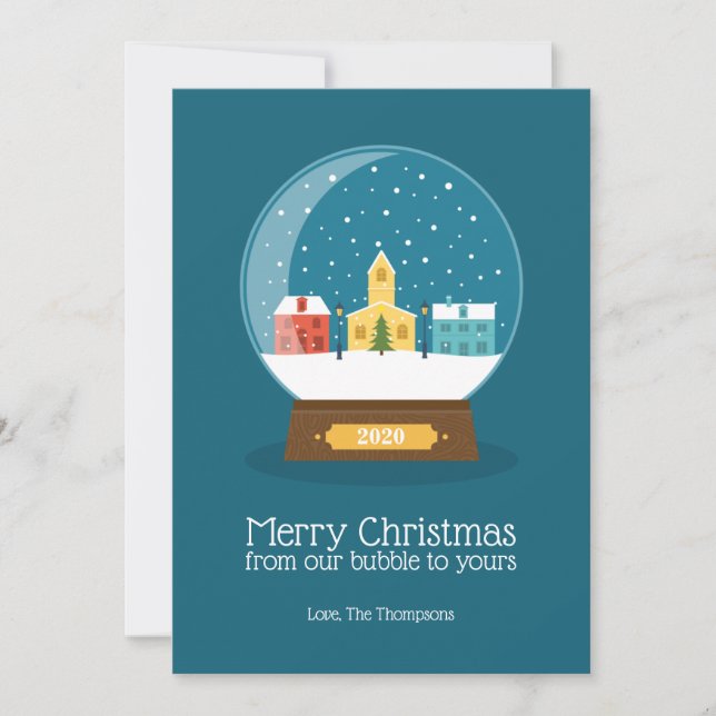 Cartes Pour Fêtes Annuelles Joyeux Noël de notre bulle de quarantaine (Devant)