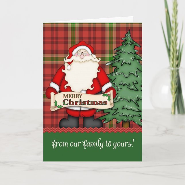 Cartes Pour Fêtes Annuelles Joyeux Noël de notre famille à la vôtre (Devant)