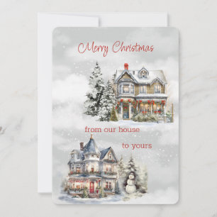 Cartes Pour Fêtes Annuelles Joyeux Noël de notre maison à votre victorien