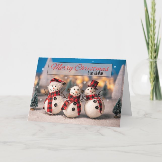Cartes Pour Fêtes Annuelles Joyeux Noël de notre part à tous Photo de bonhomme (Devant)