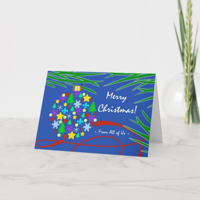 Cartes Pour Fêtes Annuelles Joyeux Noël de nous tous Symbole Ornement (Devant)