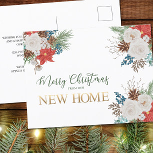 Cartes Pour Fêtes Annuelles Joyeux Noël de Nouvelle Maison Poinsettia et Pin