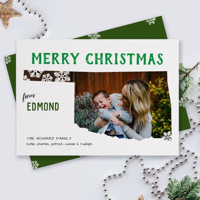 Cartes Pour Fêtes Annuelles Joyeux Noël de Oklahoma Photo Holiday Card (From the state of Oklahoma with love one photo Christmas holiday card and moving announcement)